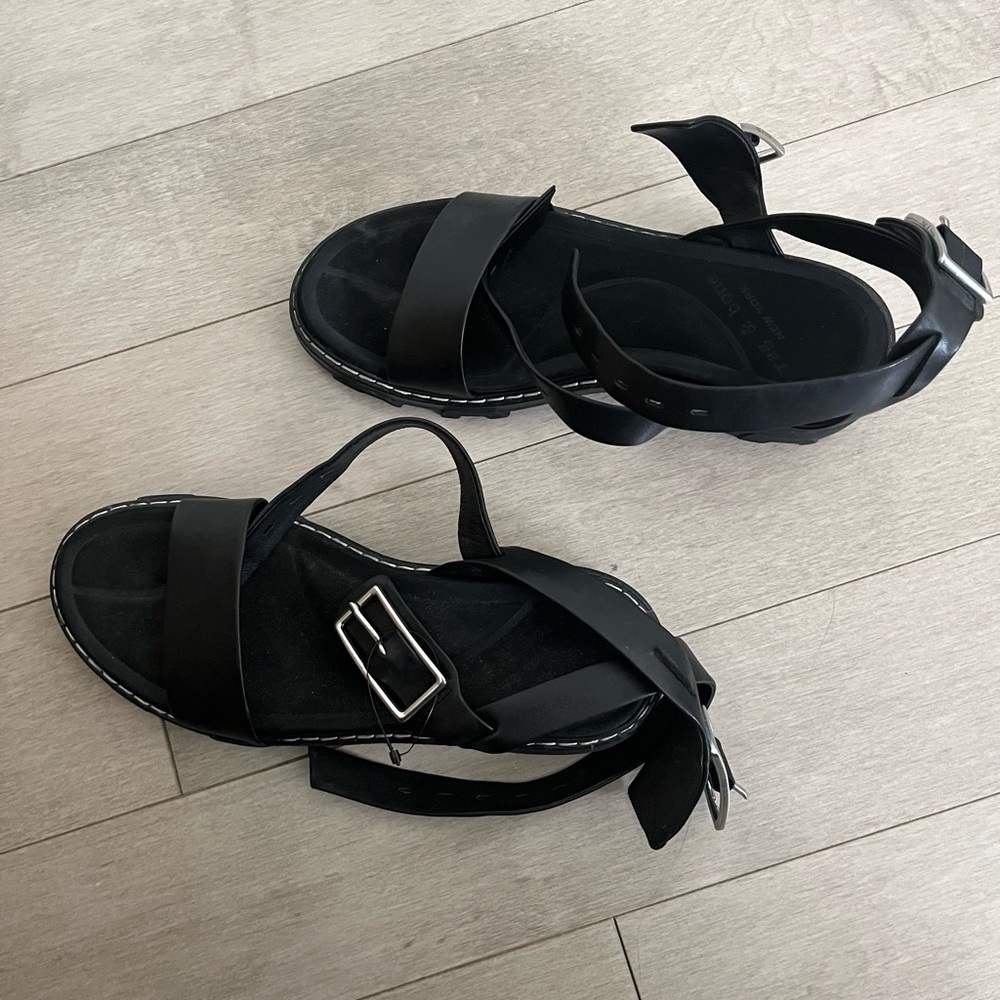 Rag & bone leather black platform sandals (s9)